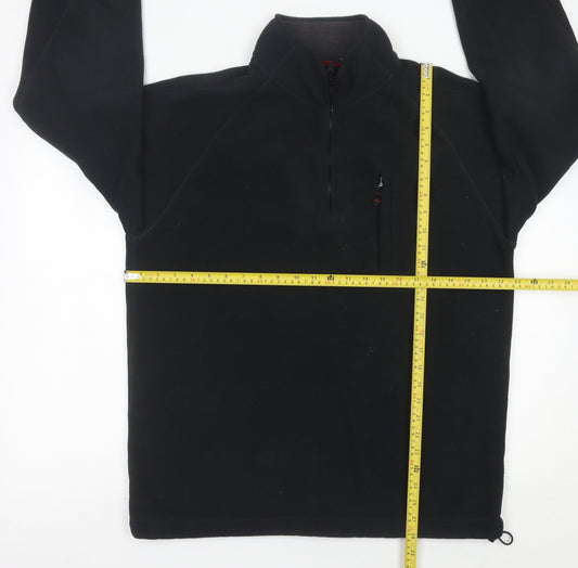 Maine New England Mens Black Fleece 1/4 Zip Pullover Sweatshirt L