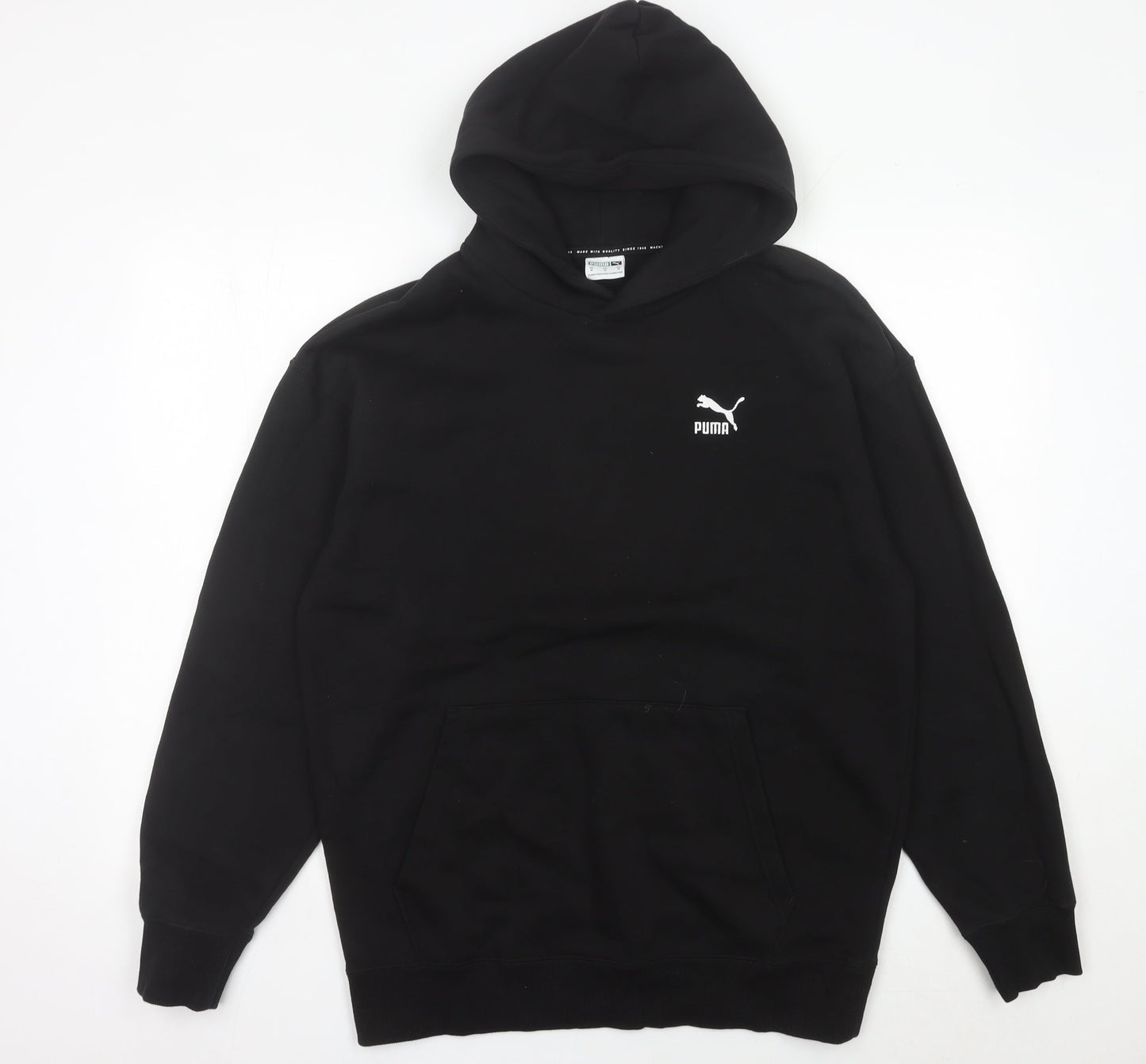 Puma Men’s Black Pullover Hoodie Size M Logo Fleece Sweatshirt