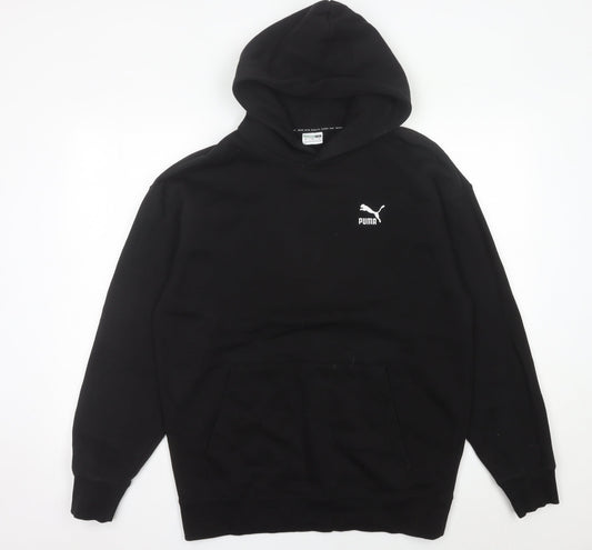 Puma Men’s Black Pullover Hoodie Size M Logo Fleece Sweatshirt