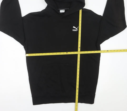 Puma Men’s Black Pullover Hoodie Size M Logo Fleece Sweatshirt