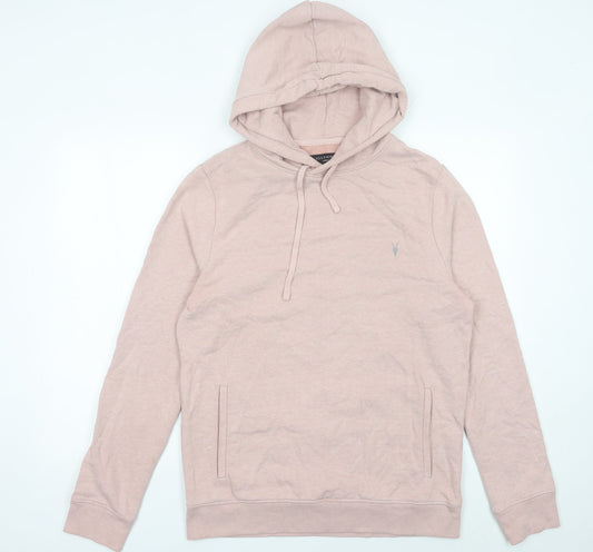 AllSaints Men’s Pink Pullover Hoodie Medium Cotton Blend