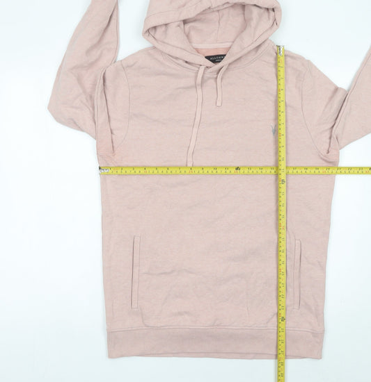 AllSaints Men’s Pink Pullover Hoodie Medium Cotton Blend