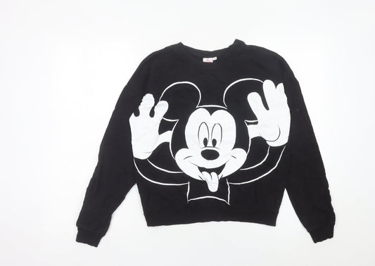 Disney Women’s Black Mickey Mouse Sweatshirt Size 12 Pullover