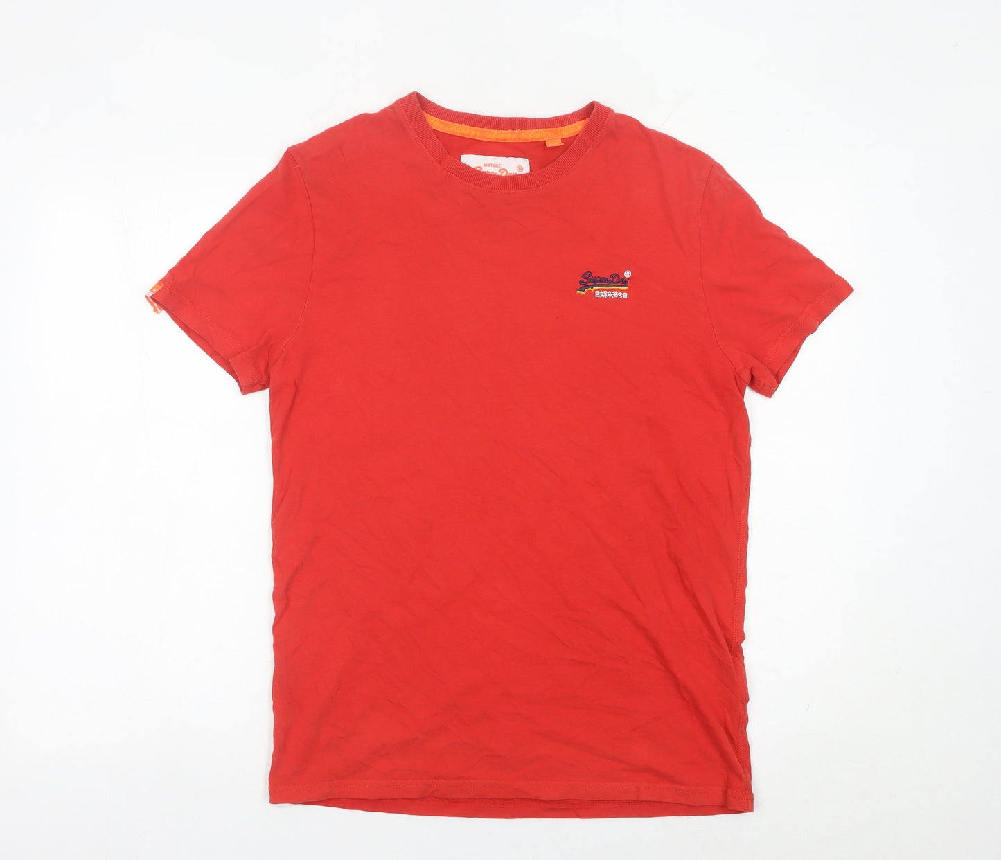 Superdry Men’s Red M Classic Crew Neck Embroidered Cotton T-Shirt