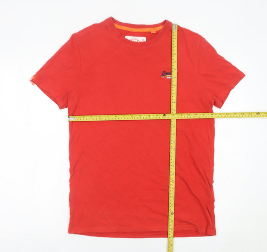 Superdry Men’s Red M Classic Crew Neck Embroidered Cotton T-Shirt