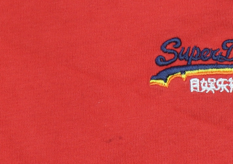 Superdry Men’s Red M Classic Crew Neck Embroidered Cotton T-Shirt
