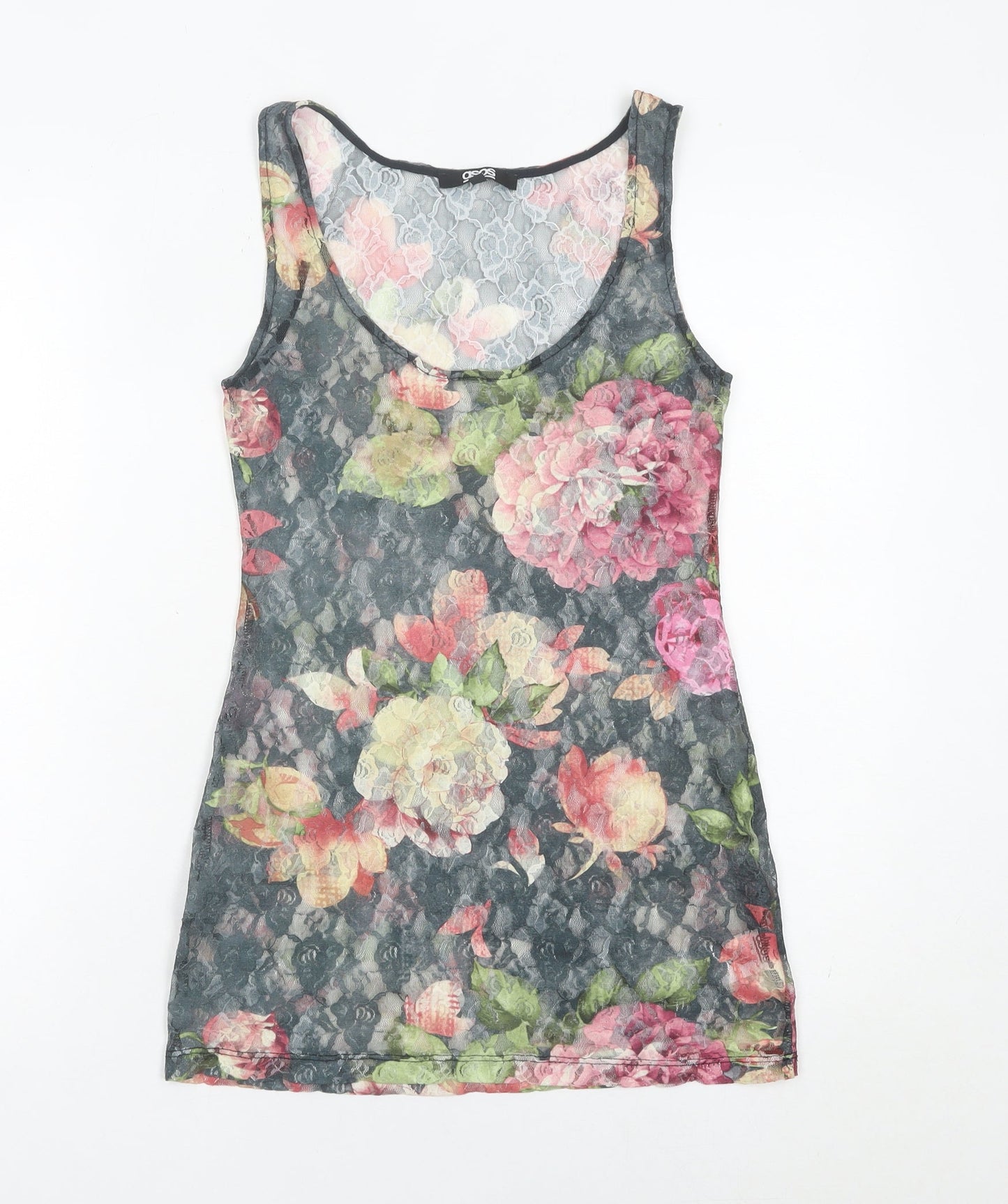 ASOS Womens Multicoloured Floral Lace Tank Top Size 10 Slim Fit
