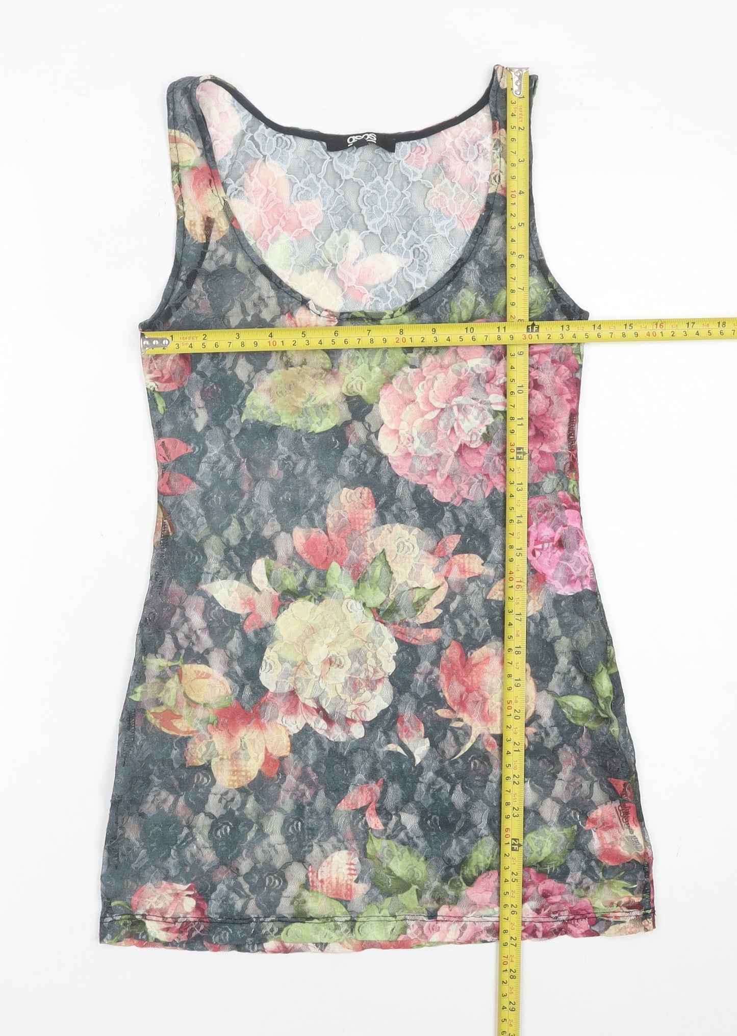 ASOS Womens Multicoloured Floral Lace Tank Top Size 10 Slim Fit