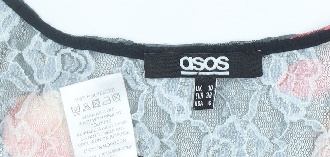 ASOS Womens Multicoloured Floral Lace Tank Top Size 10 Slim Fit