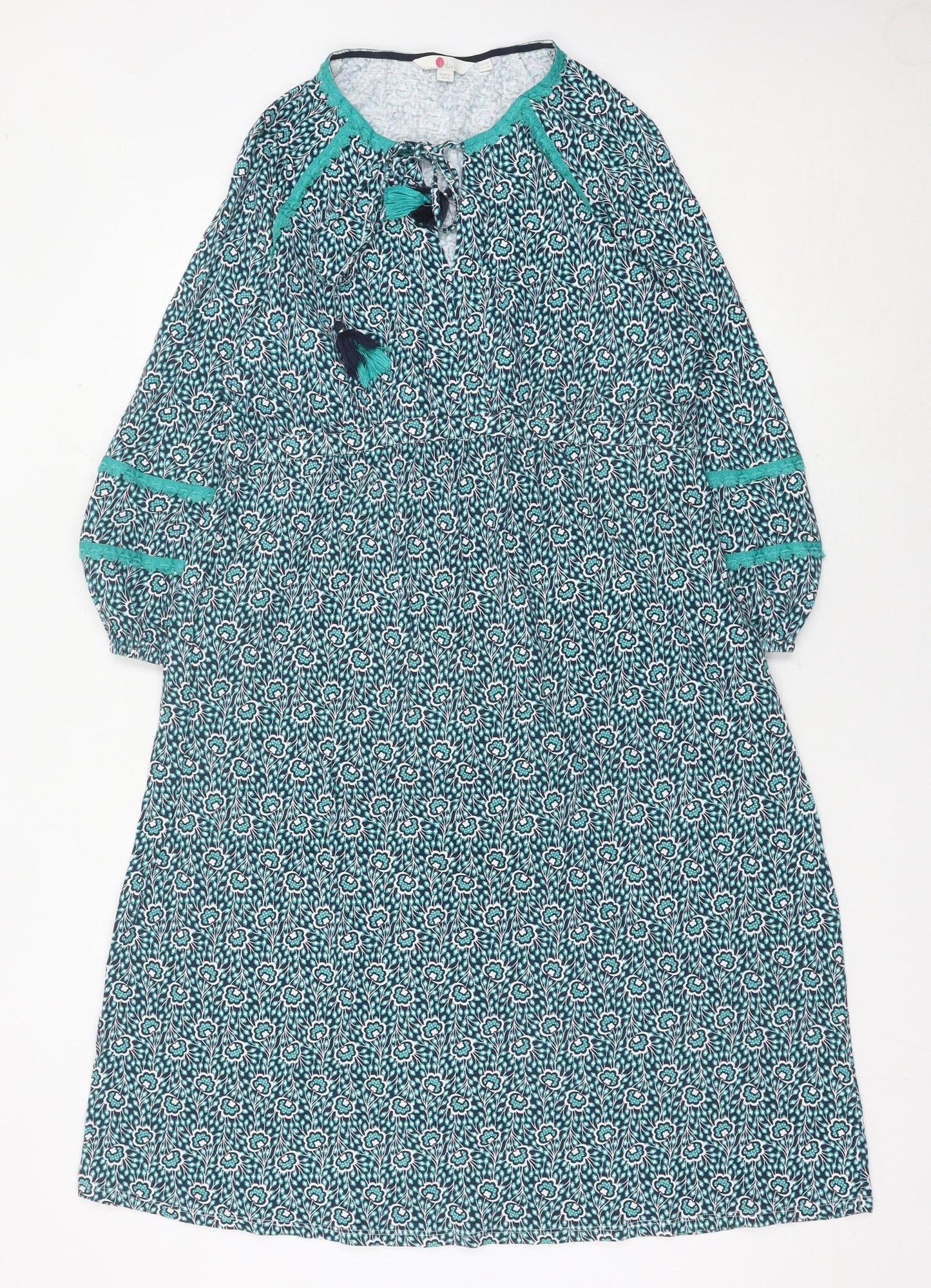 Boden Women’s Blue Floral Shift Dress Size 16 Knee Length 3/4 Sleeve