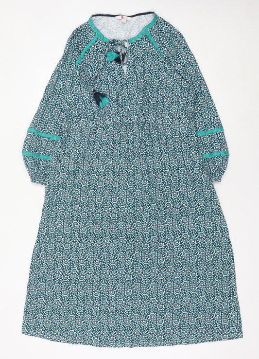 Boden Women’s Blue Floral Shift Dress Size 16 Knee Length 3/4 Sleeve