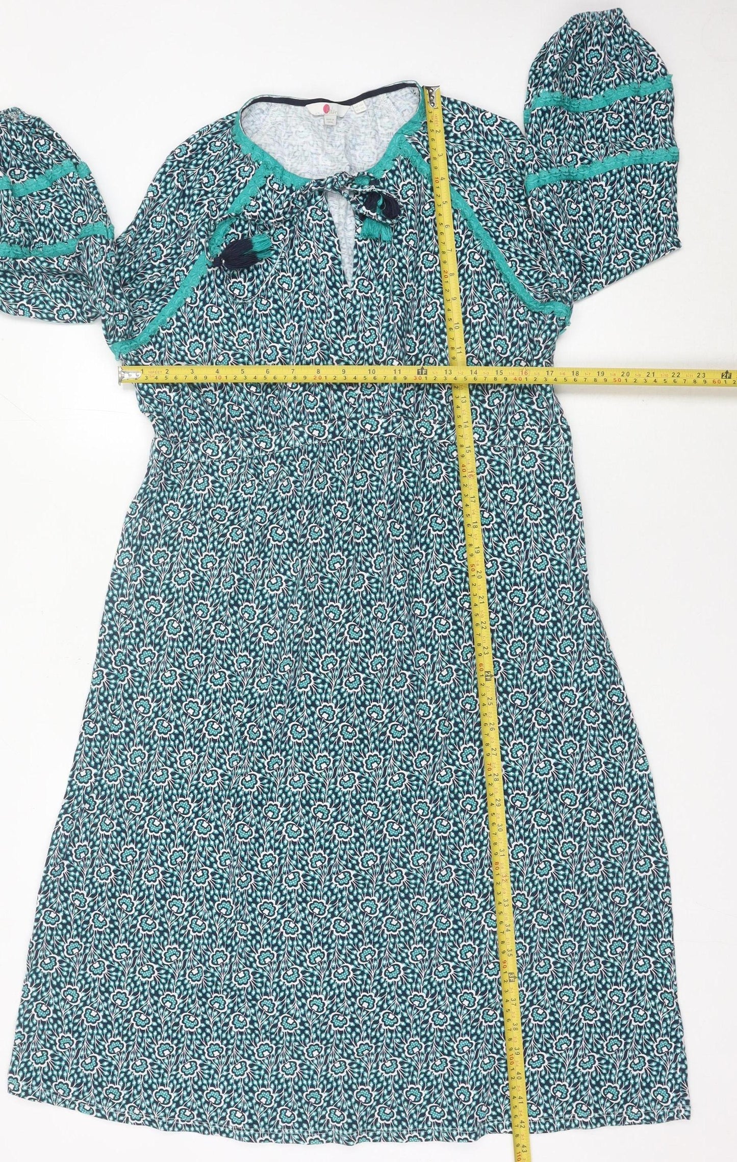 Boden Women’s Blue Floral Shift Dress Size 16 Knee Length 3/4 Sleeve