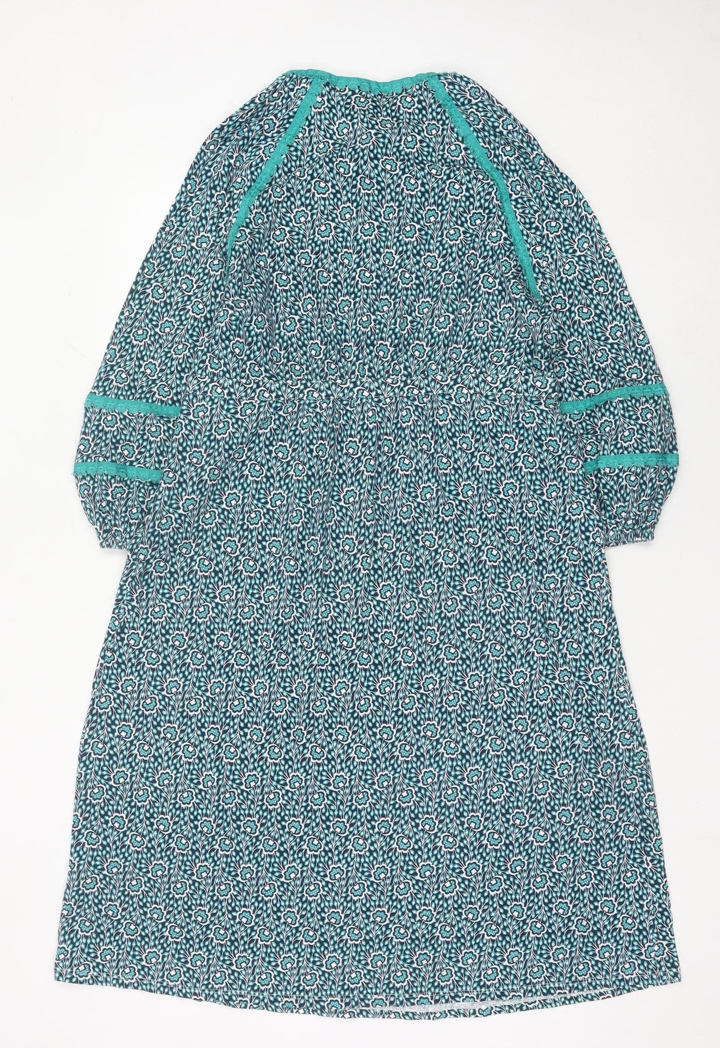 Boden Women’s Blue Floral Shift Dress Size 16 Knee Length 3/4 Sleeve