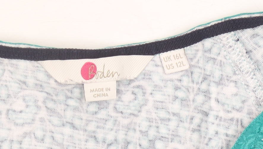 Boden Women’s Blue Floral Shift Dress Size 16 Knee Length 3/4 Sleeve