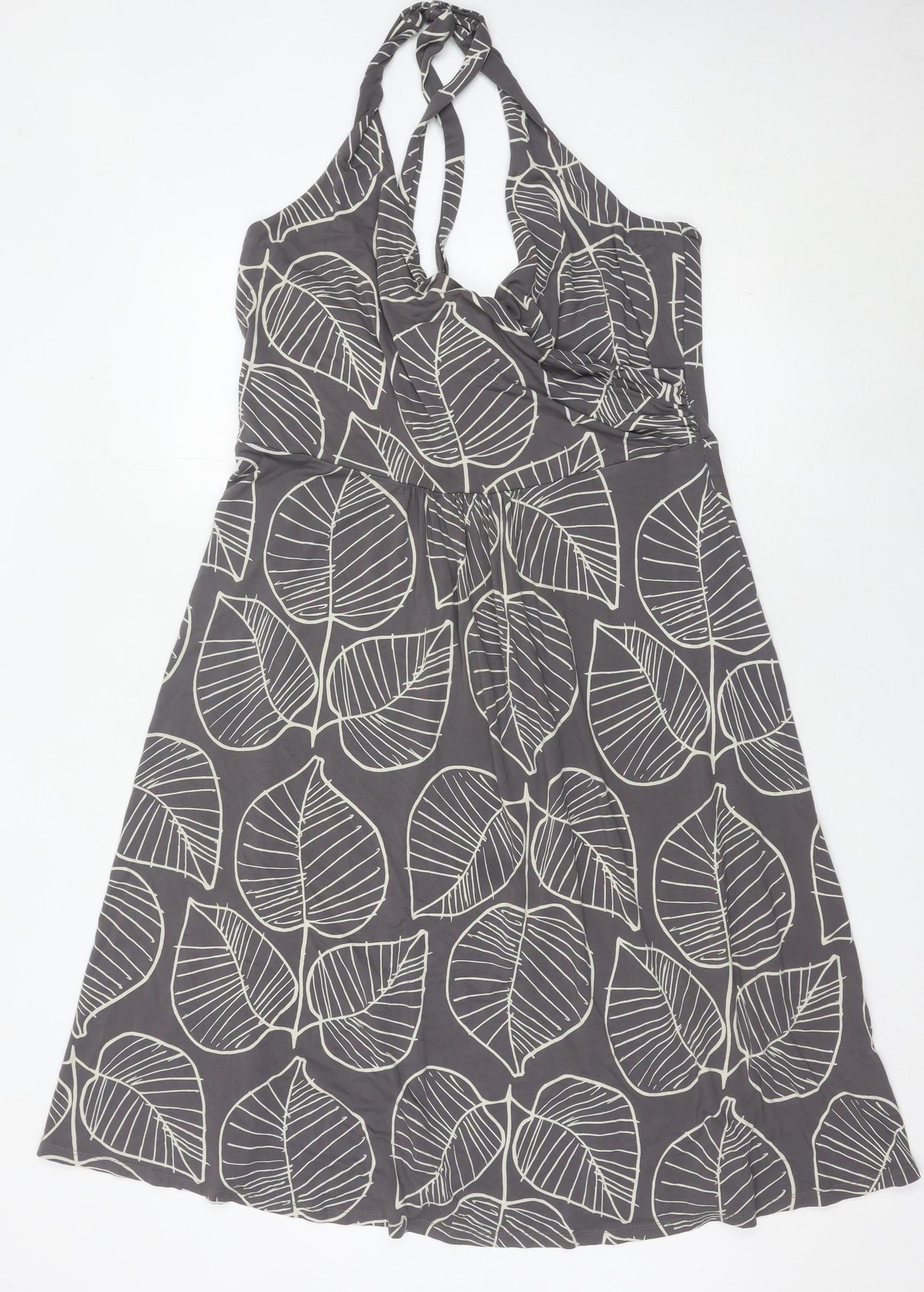 Boden Women Grey Floral Fit & Flare Knee Length Dress Size 20