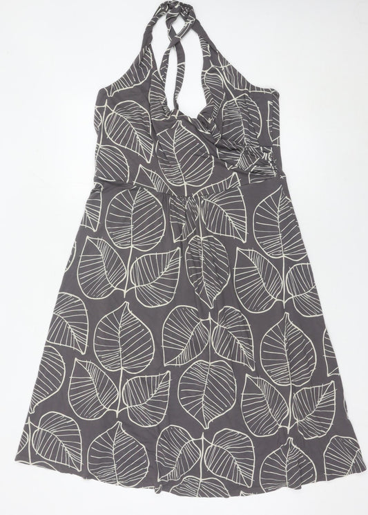 Boden Women Grey Floral Fit & Flare Knee Length Dress Size 20