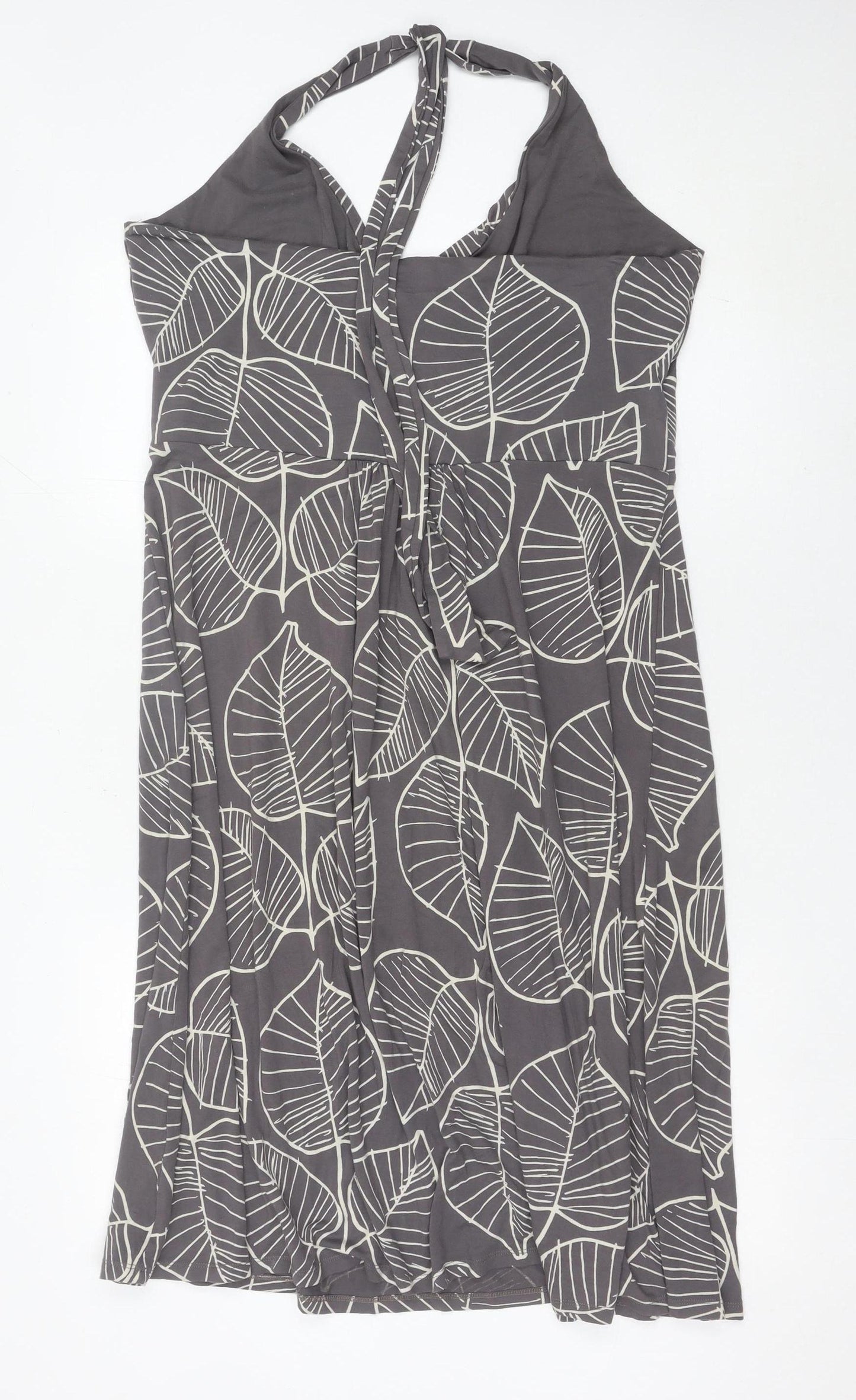 Boden Women Grey Floral Fit & Flare Knee Length Dress Size 20