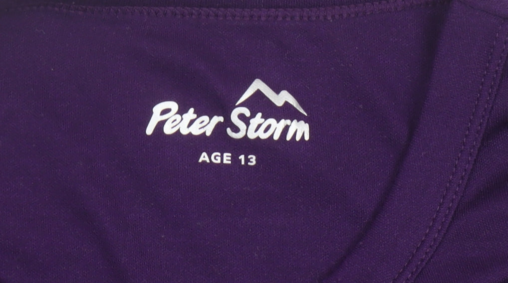 Peter Storm Girls Purple Long Sleeve Basic T-Shirt Age 13 Years