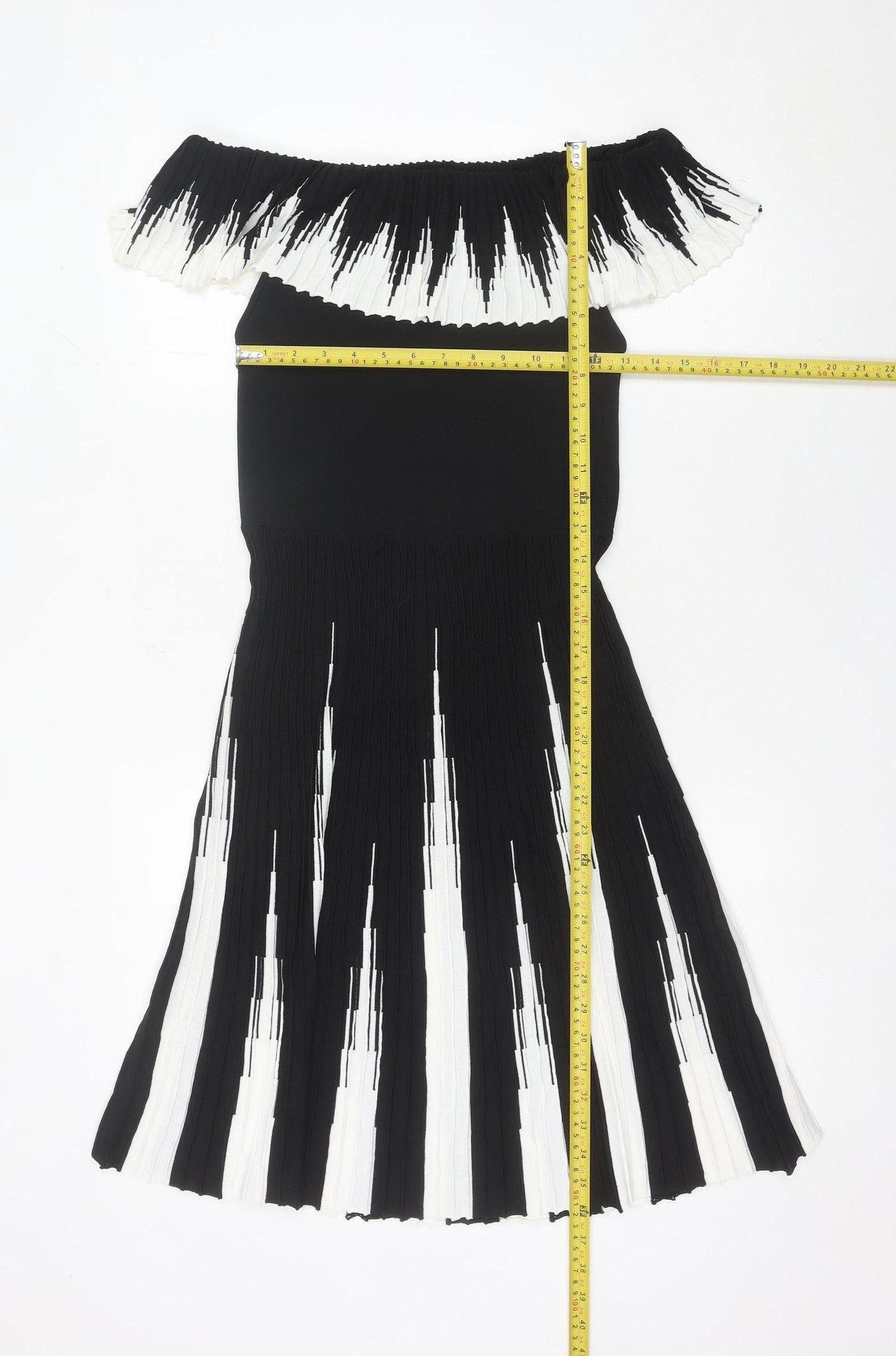 Lipsy Women’s Black White Striped One Shoulder Bodycon Dress Size 12