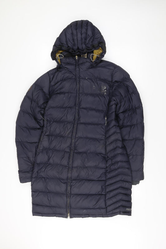 Rab Womens Blue Long Hooded Down Parka Coat UK 12