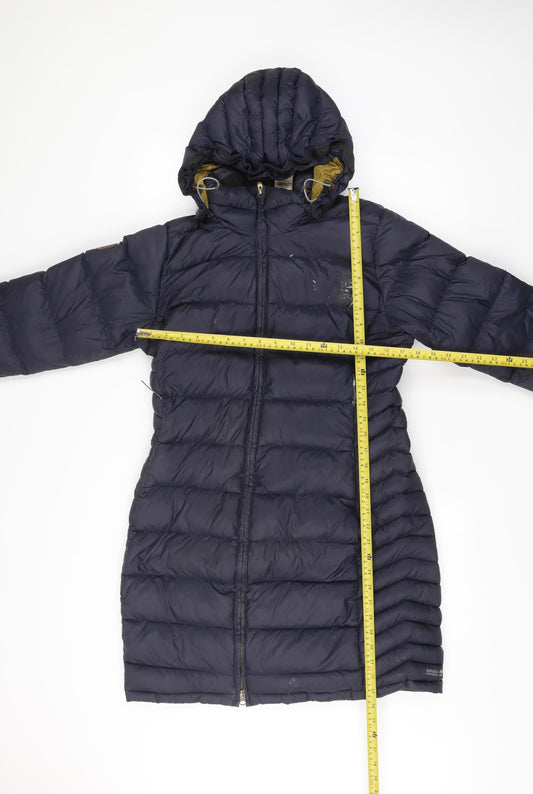 Rab Womens Blue Long Hooded Down Parka Coat UK 12
