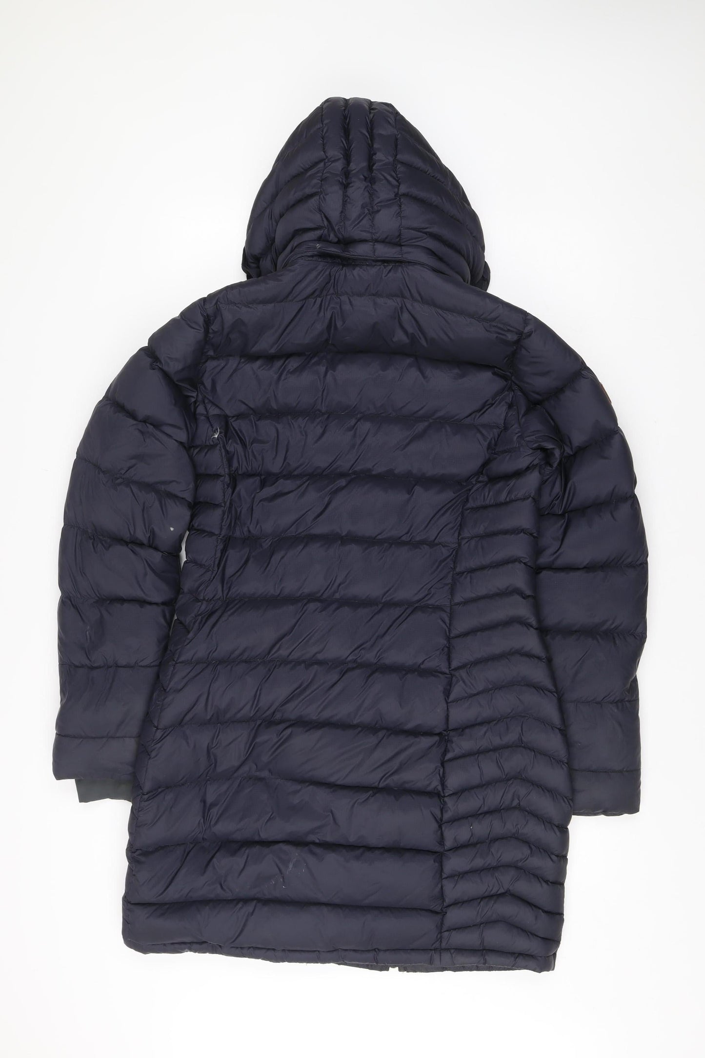 Rab Womens Blue Long Hooded Down Parka Coat UK 12