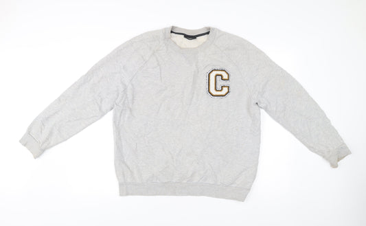 Calvin Klein Mens Grey Medium Crew Neck Sweatshirt Embroidered Logo
