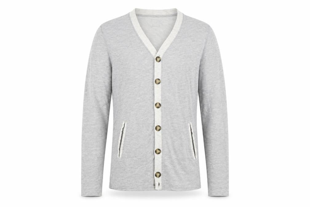 ASOS Men’s Grey Cotton Cardigan S V-Neck Button Casual Workwear