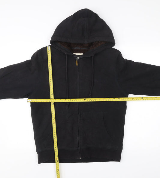 James & Nicholson Men’s Black Full Zip Hoodie Size S Fleece Lined