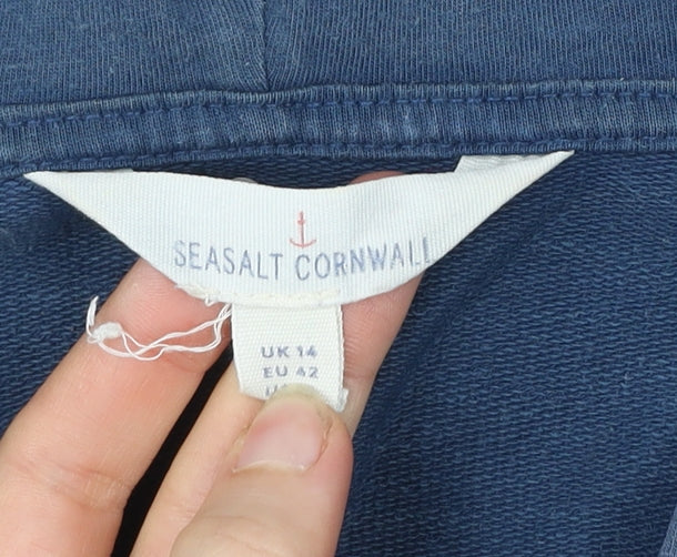 Seasalt Cornwall Women’s Blue Tunic Hoodie UK 14 Cotton Stretch