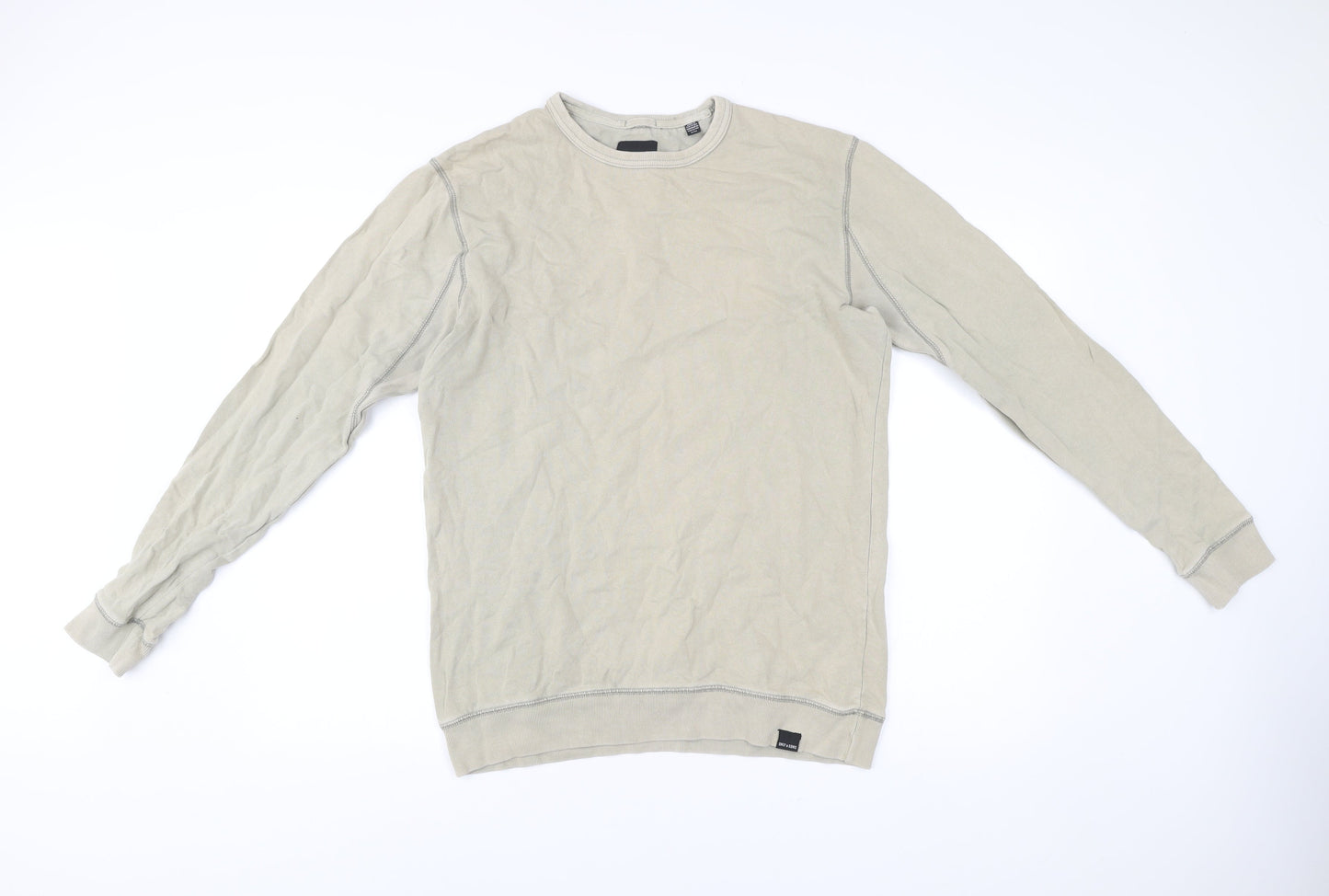 ONLY & SONS Men's Beige Cotton Pullover Sweatshirt Size M