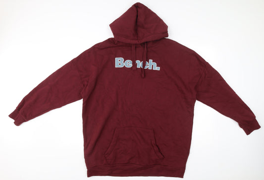 Bench Womens Red Pullover Hoodie Size 14 L Cotton Blend Logo
