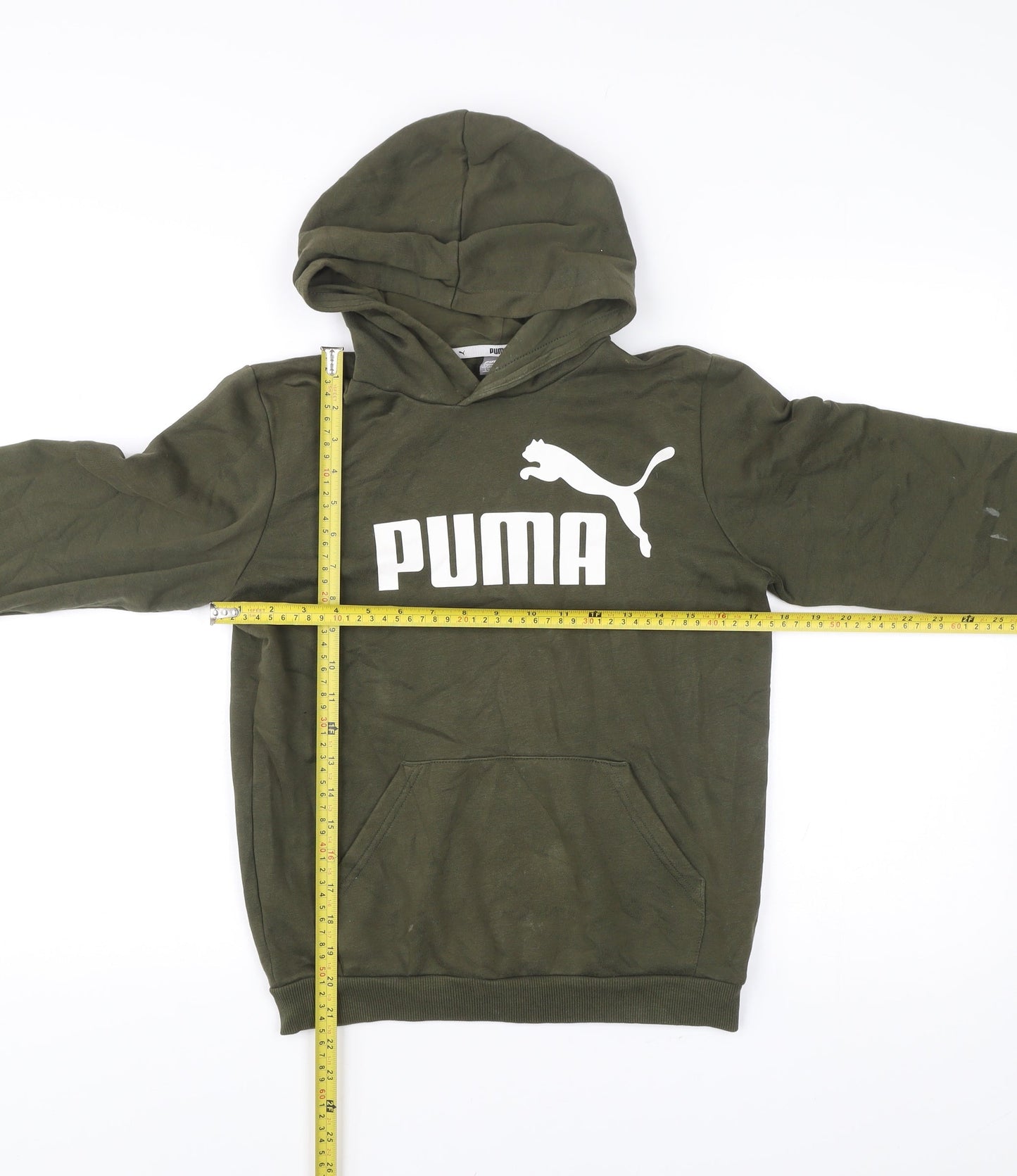 Puma Boys Green Pullover Hoodie 11-12 Years Logo Sports Casual