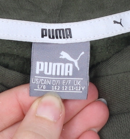 Puma Boys Green Pullover Hoodie 11-12 Years Logo Sports Casual