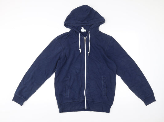 Adidas NEO Men’s Blue Full Zip Hoodie Size M Cotton Blend