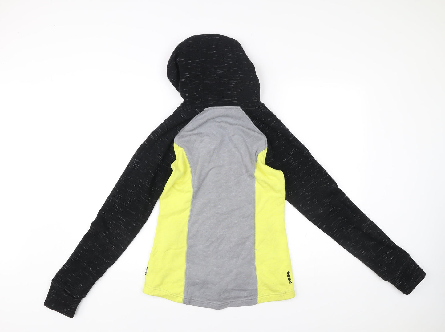 Bench Womens Small Hoodie Black Grey Yellow Full Zip Activewear