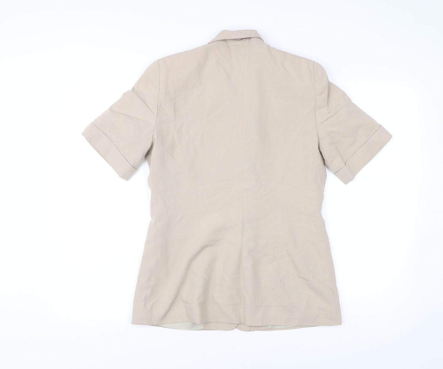 New Look Women’s Beige Short Sleeve Blazer UK 12 Buttoned Workwear