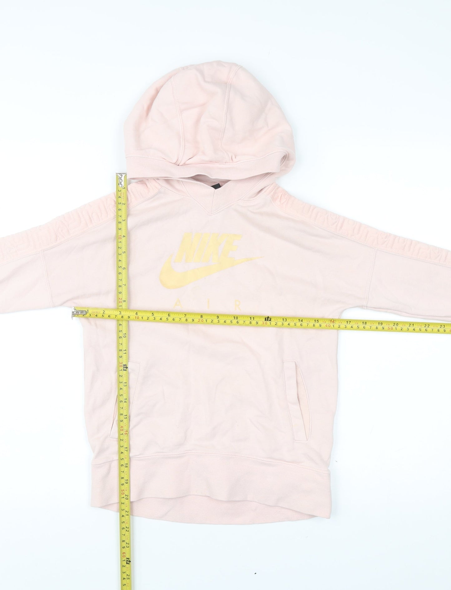 Nike Girls Pink Pullover Hoodie Sweatshirt Logo Print Size 11 Years