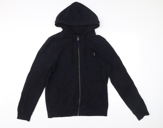 AllSaints Men's Black Small Full Zip Hoodie Sweatshirt Cotton