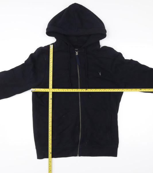 AllSaints Men's Black Small Full Zip Hoodie Sweatshirt Cotton