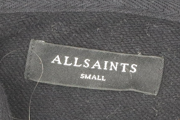 AllSaints Men's Black Small Full Zip Hoodie Sweatshirt Cotton