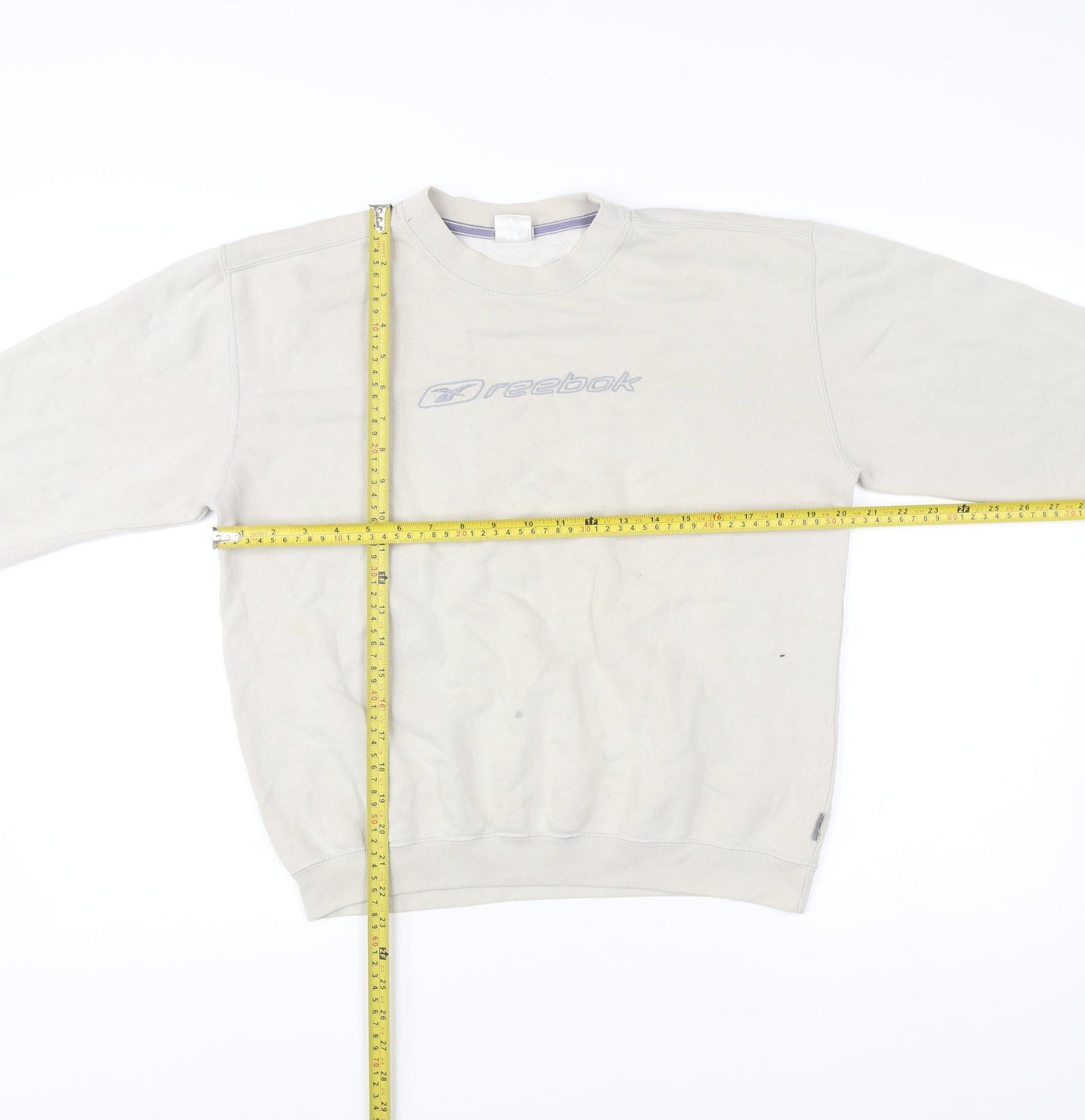 Reebok Boys Beige Pullover Sweatshirt 14 Years Logo Crew Neck Vintage