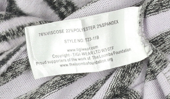 TIGI Womens Grey Striped Cowl Neck Pullover Jumper Size 18