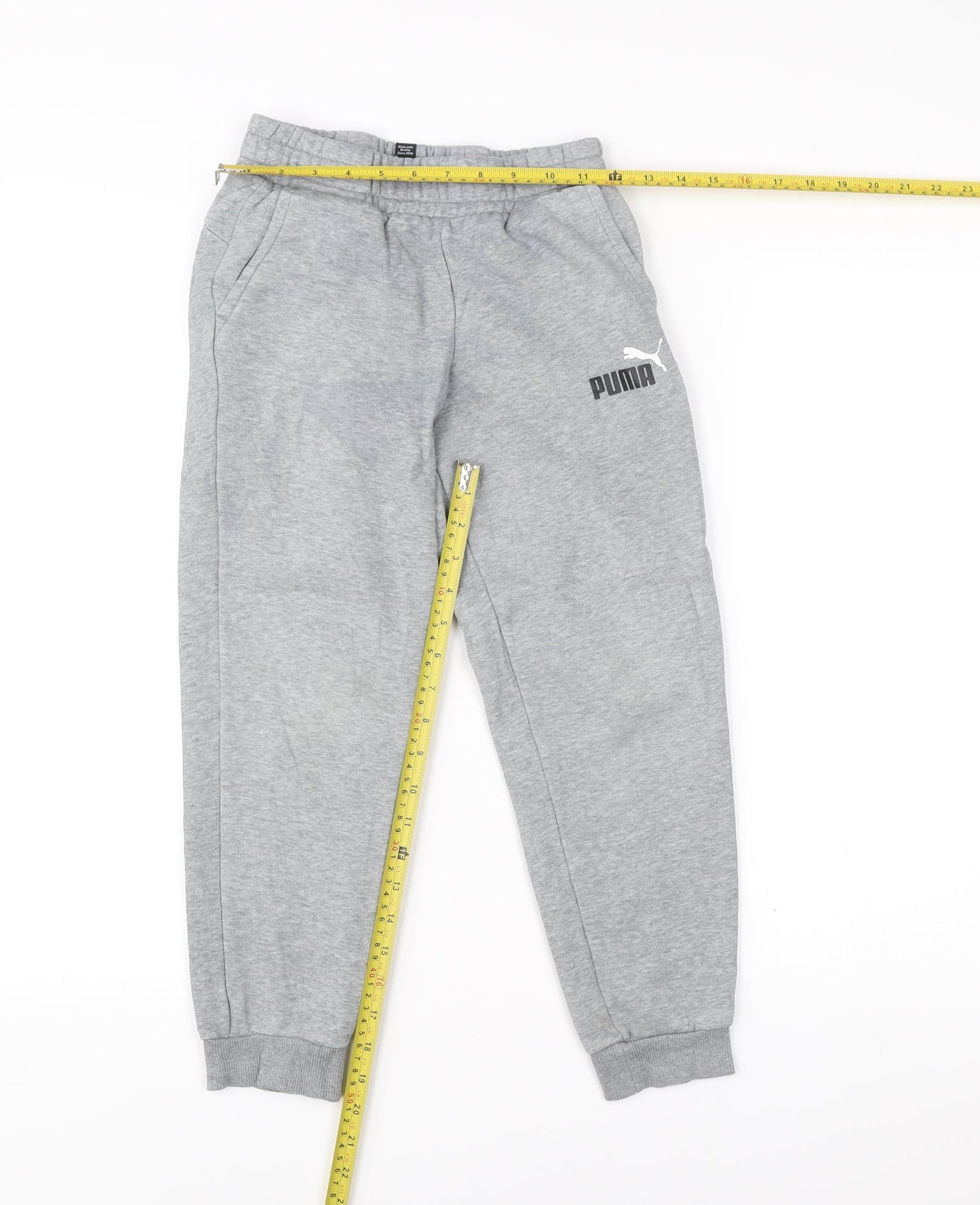 Puma Boys Grey Jogger Sweatpants 9-10 Years Cotton Blend Activewear