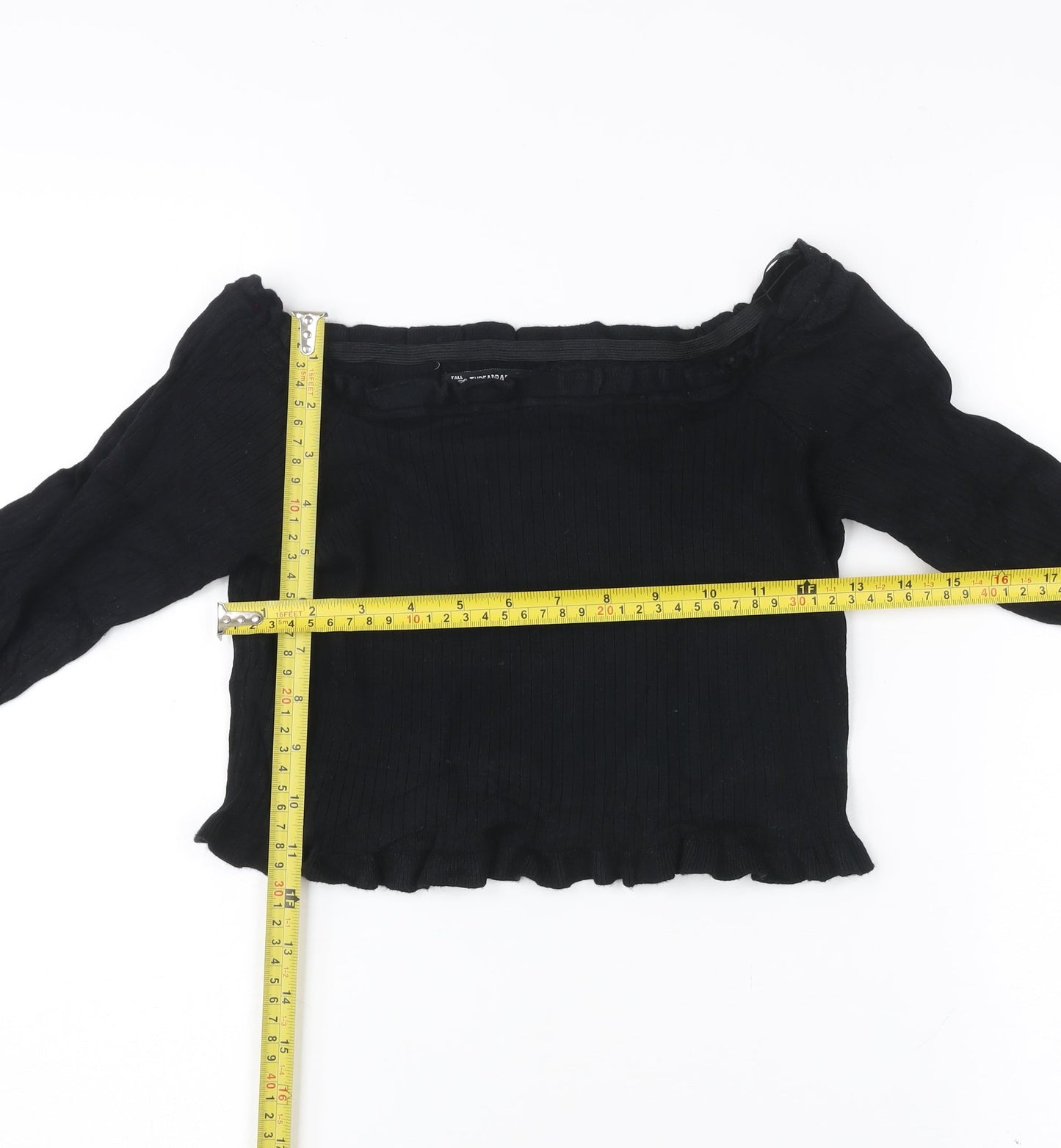 Threadbare Womens Black Size 10 Tall Cropped Off Shoulder Blouse