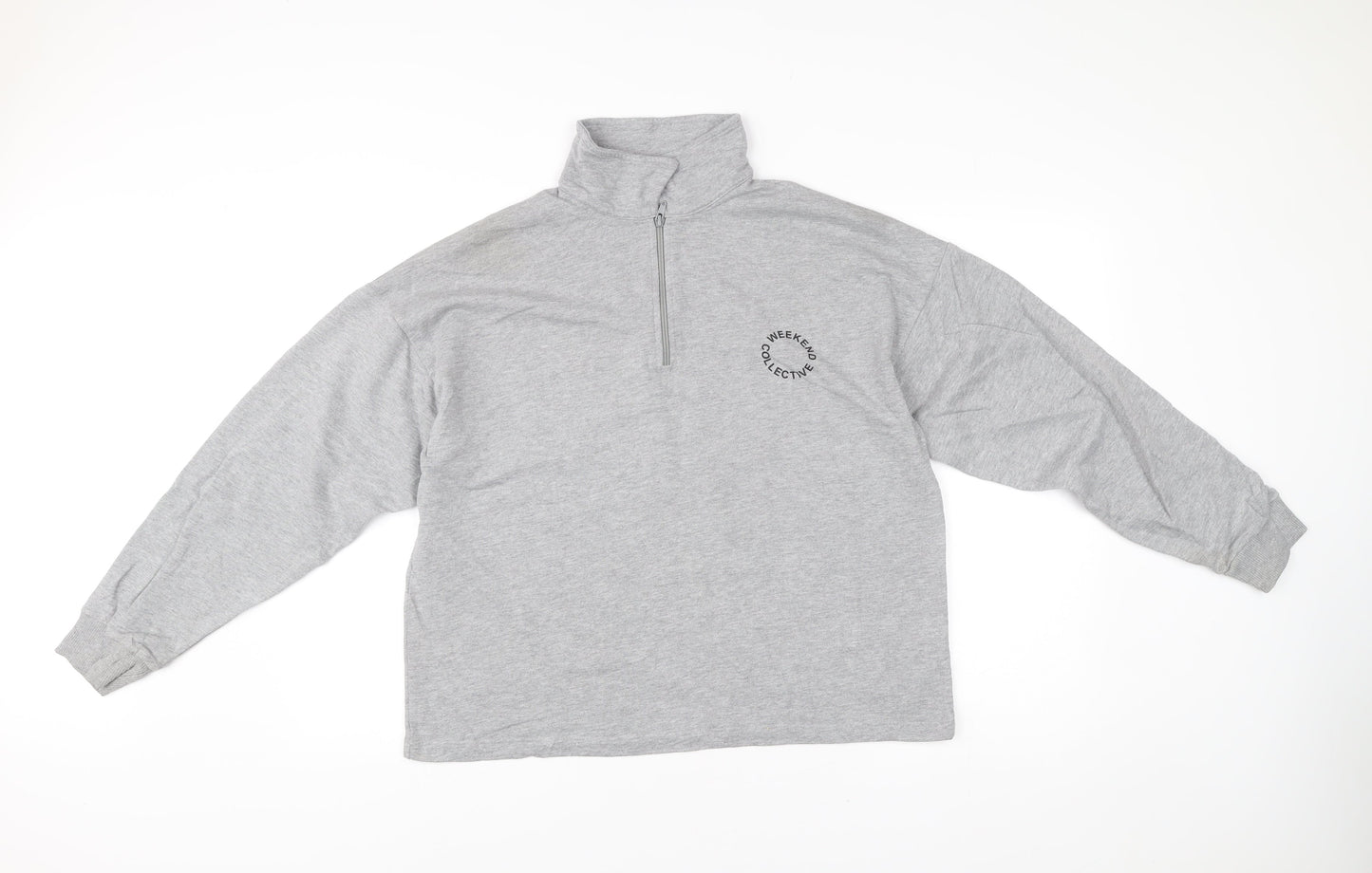 ASOS DESIGN Women Grey Size 8 Pullover Sweatshirt 1/4 Zip Logo