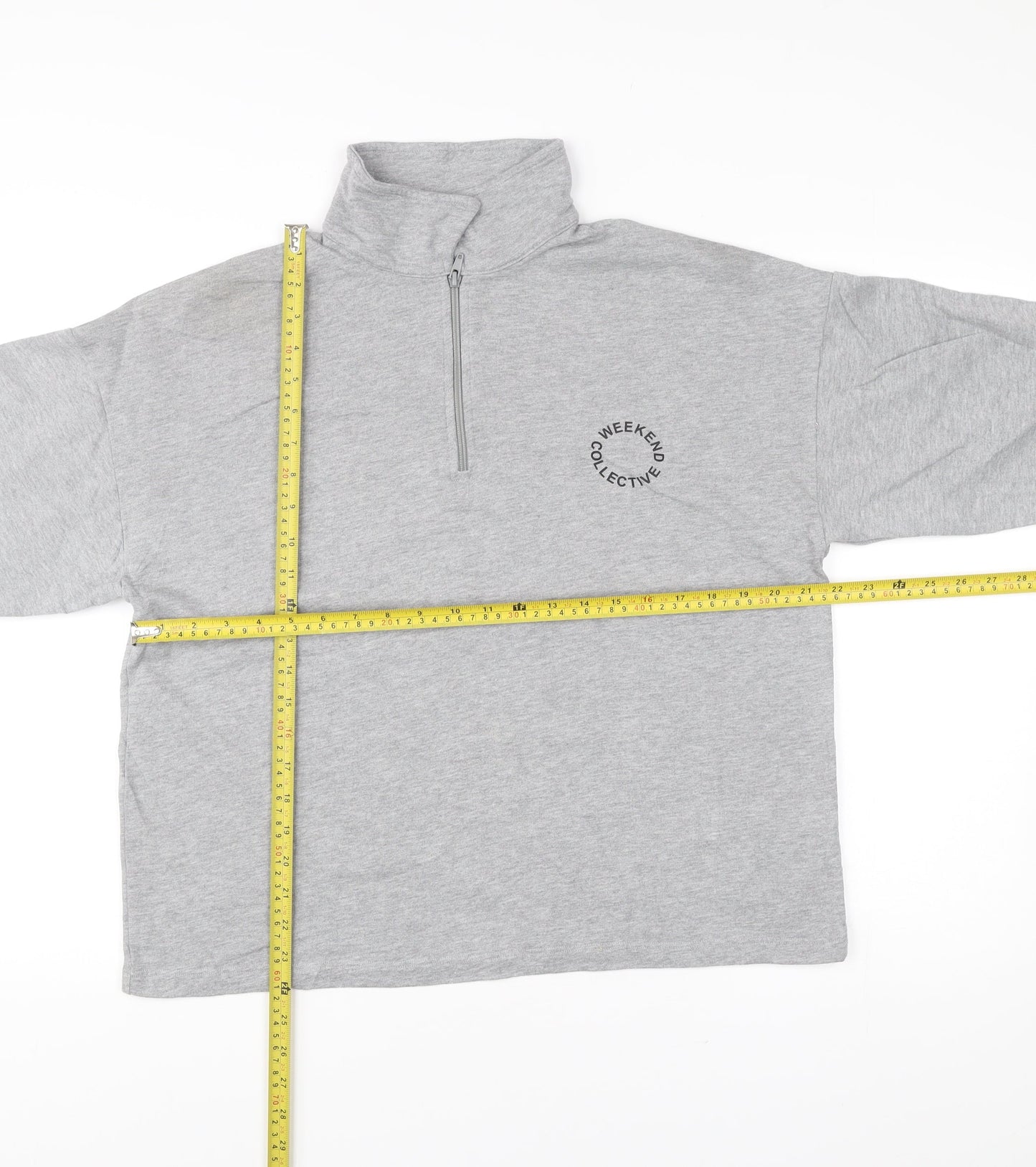 ASOS DESIGN Women Grey Size 8 Pullover Sweatshirt 1/4 Zip Logo