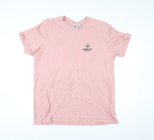 Adidas Men’s Pink XL T-Shirt Graphic Logo Cotton Crew Neck