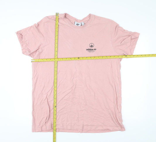 Adidas Men’s Pink XL T-Shirt Graphic Logo Cotton Crew Neck