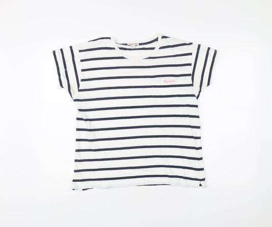 Barbour Women’s White Navy Striped Cotton T-Shirt Size 12
